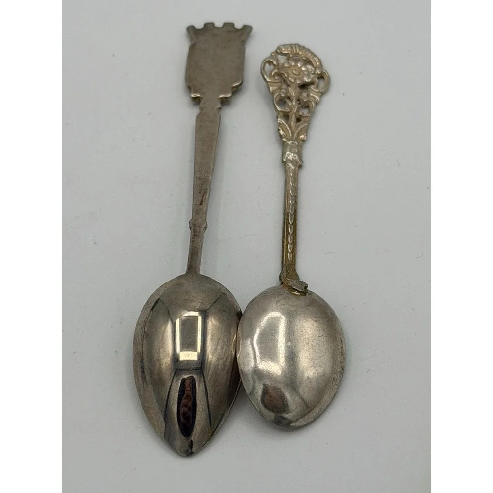 Vintage Souvenir Spoon Lot Mexico Tahiti Alaska Aztec Calendar Jade Handle 4pc